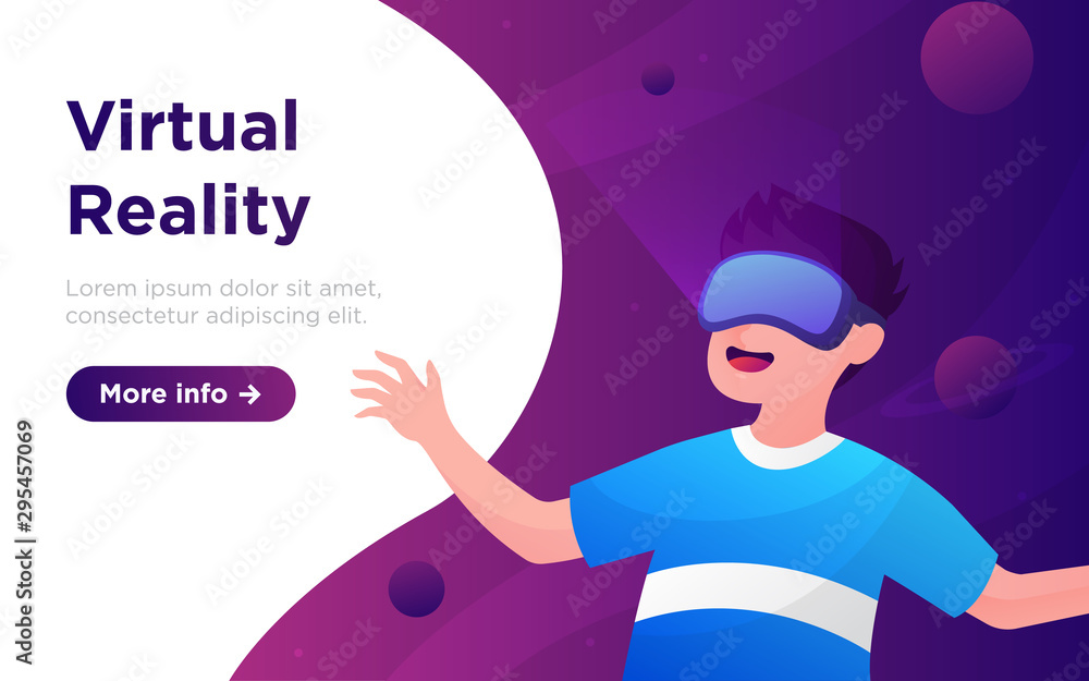 Obraz premium virtual reality landing page illustration