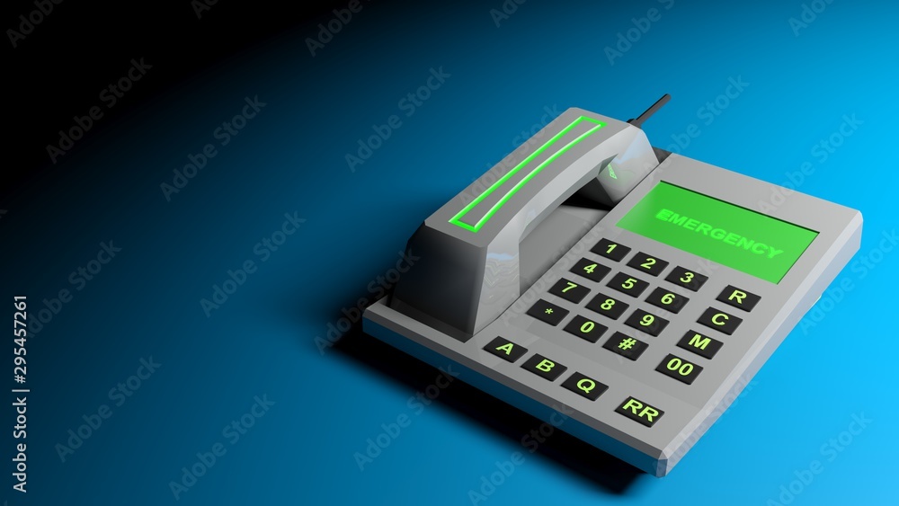 Gray telephone for emergency - 3D rendering illustration Gray telephone for emergency - 3D rendering illustration