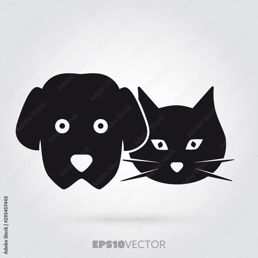 Dog and cat faces vector glyph icon