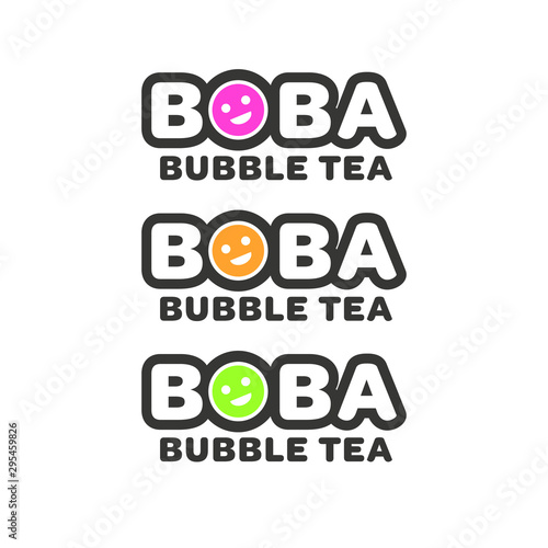 Boba Bubble Milk Tea Logo Template Vector