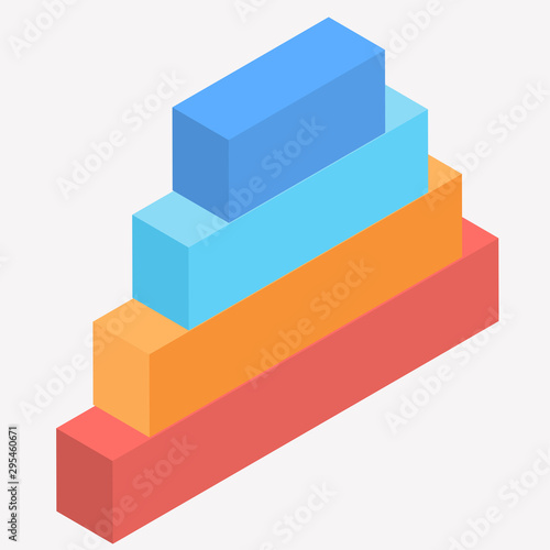 3D isometric of colorful infographic pyramid element.
