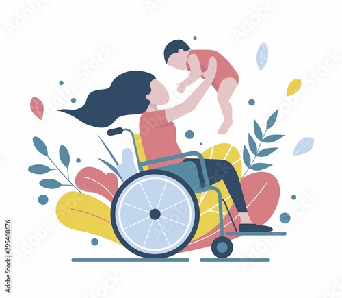 Woman in a wheelchair holds a baby