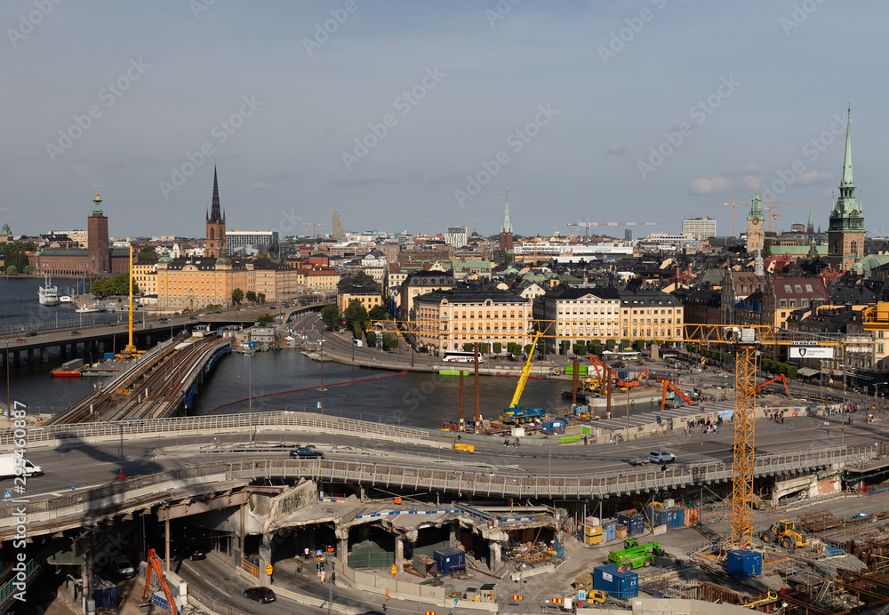 Repair work in the center of Stockholm. Stockholm. Sweden 08.2019