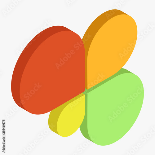 Flower shape pie chart element in 3d style. © Abdul Qaiyoom