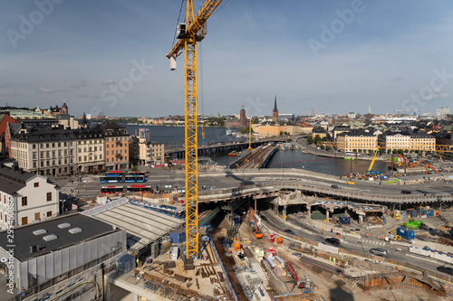 Repair work in the center of Stockholm. Stockholm. Sweden 08.2019