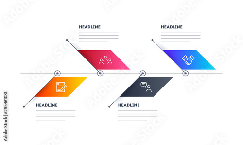 Colorful infographic elements with four different steps for business or corporate sector.