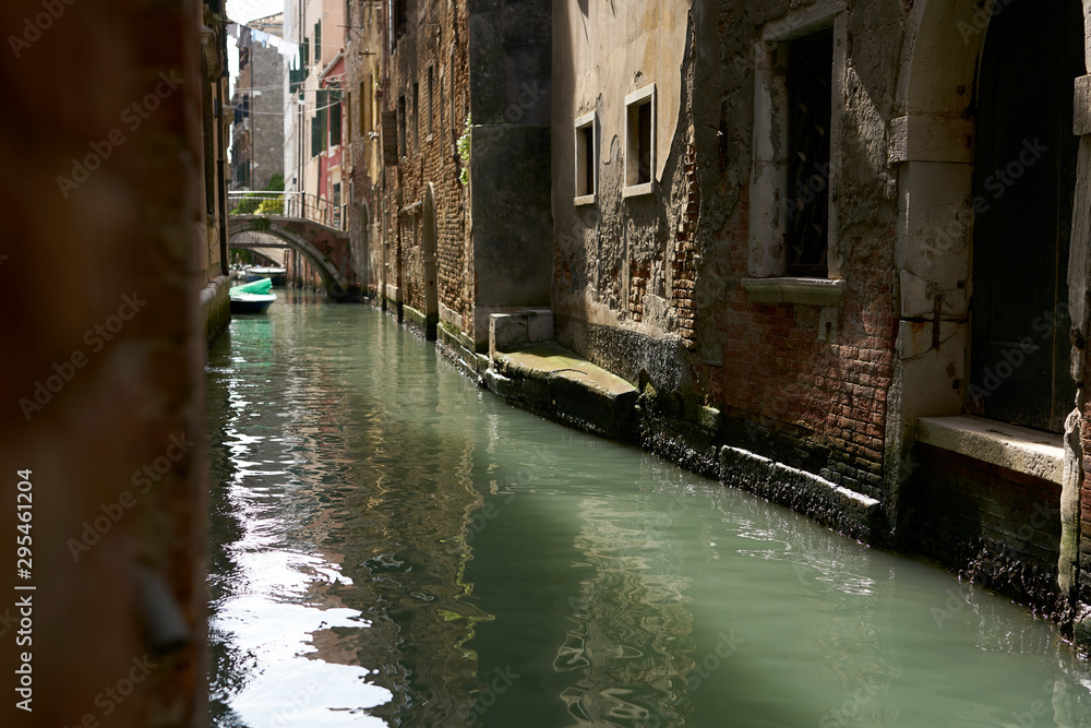 Venice / Italy - September 29th 2019: Water levels in the street of Venice