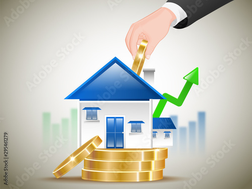 Man invest his money in bank to return best value or interest, financial success growth or marketing strategy, 3D illustration poster or banner design for Advertising concept.