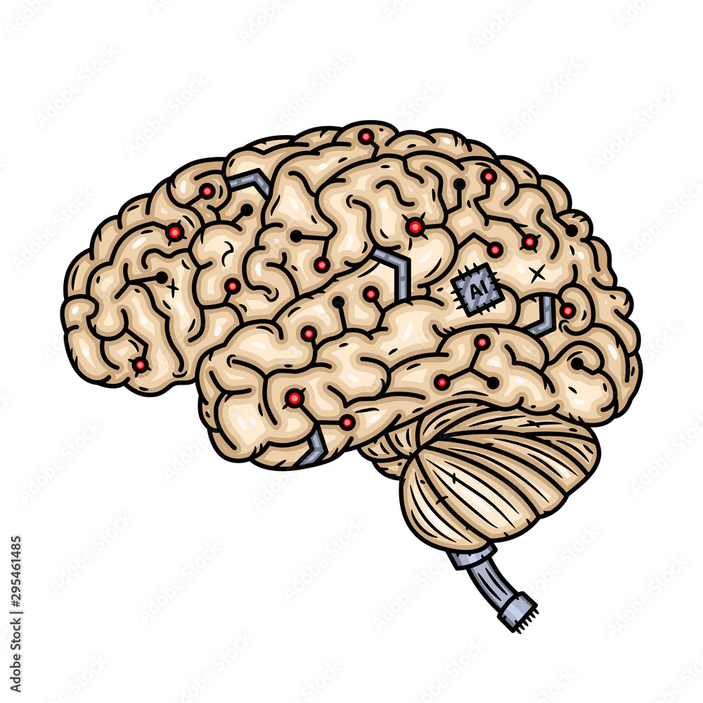 Brain. Cyber brain. Vector illustration isolated on white background. Brain. Cyber brain. Vector illustration isolated on white background.