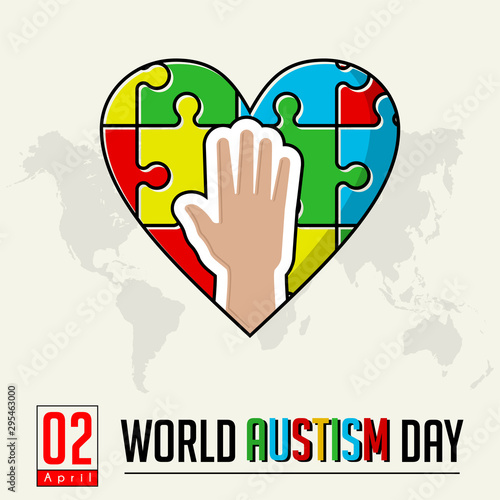 Hand on heart puzzle for world autism day on 2 April