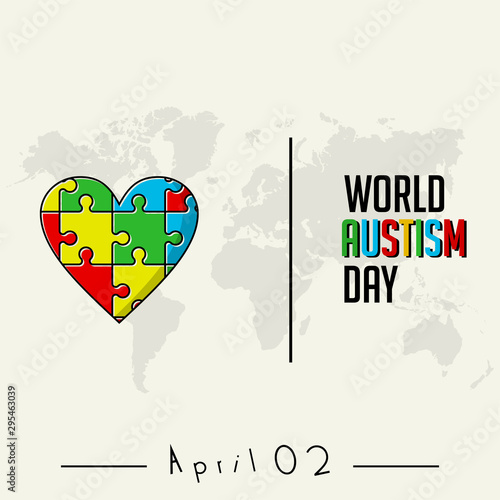 Colored puzzle that forms a heart icon for world autism day