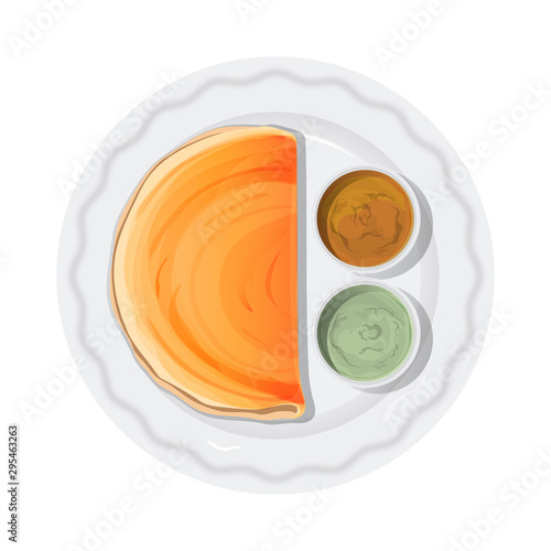 Karnataka dish Mysore Masala Dosa with Chutney and Samber.