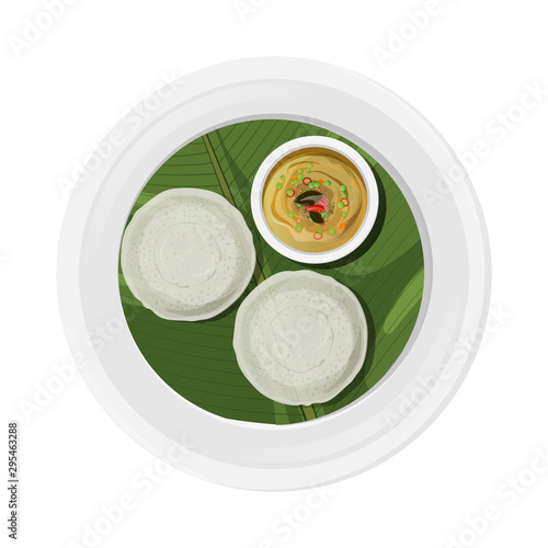 Top view of Kerala dish Appam on plate.