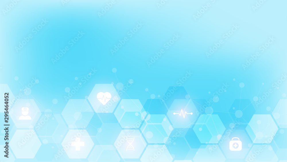 Abstract medical background with flat icons and symbols. Template design with concept and idea for healthcare technology, innovation medicine, health, science and research. Abstract medical background with flat icons and symbols. Template design with concept and idea for healthcare technology, innovation medicine, health, science and research.
