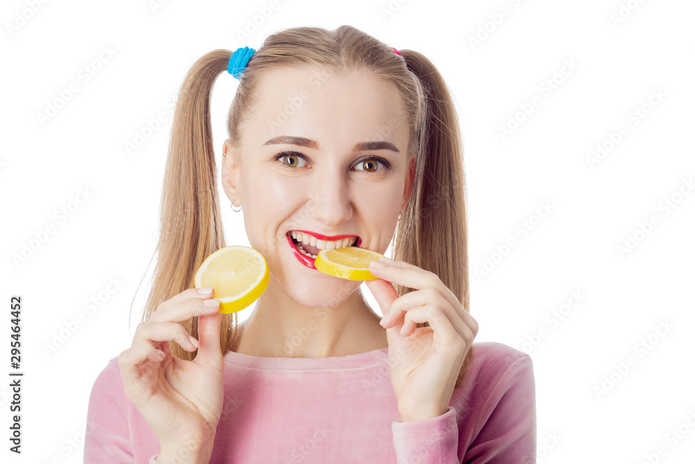 girl with lemon