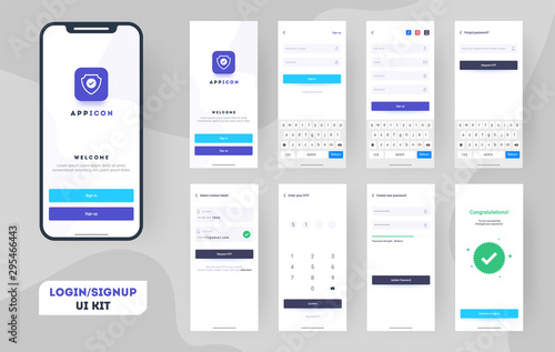 Wireframe UI, UX and GUI layout with different Login Screens including Account Sign In, Sign Up, and Lock Screen for Mobile Apps and Responsive website.