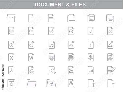 ICONS SET - file And Document - Outline