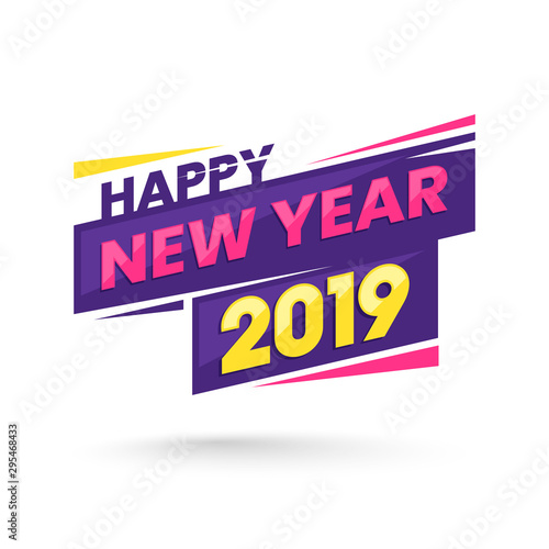 Happy New Year 2019 greeting card design for celebration concept.