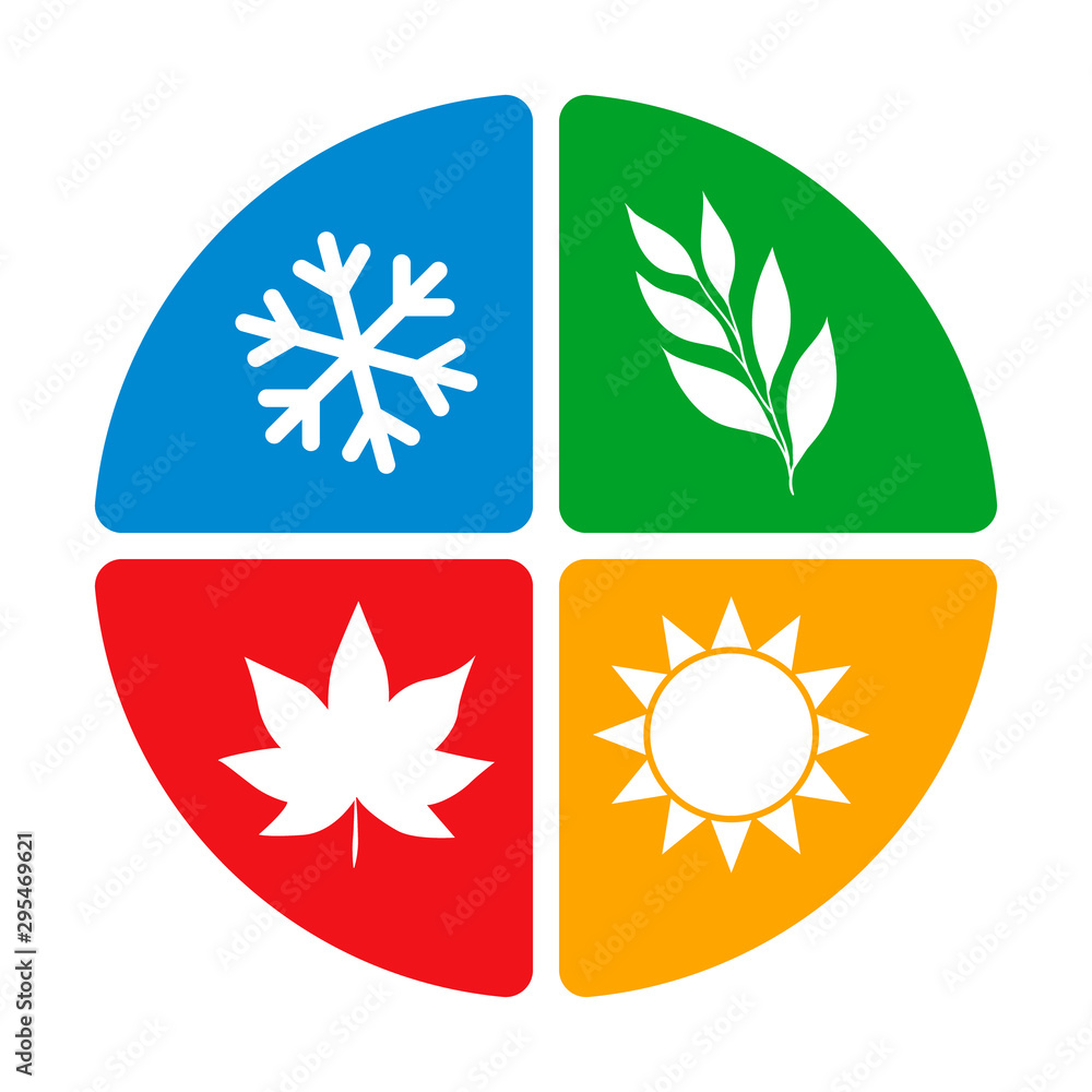 four seasons of the year logo icon concept. isolated vector