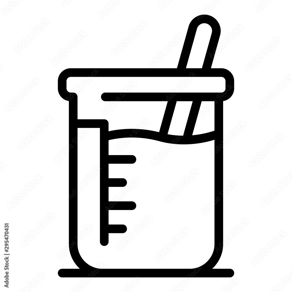 Chemical beaker icon. Outline chemical beaker vector icon for web