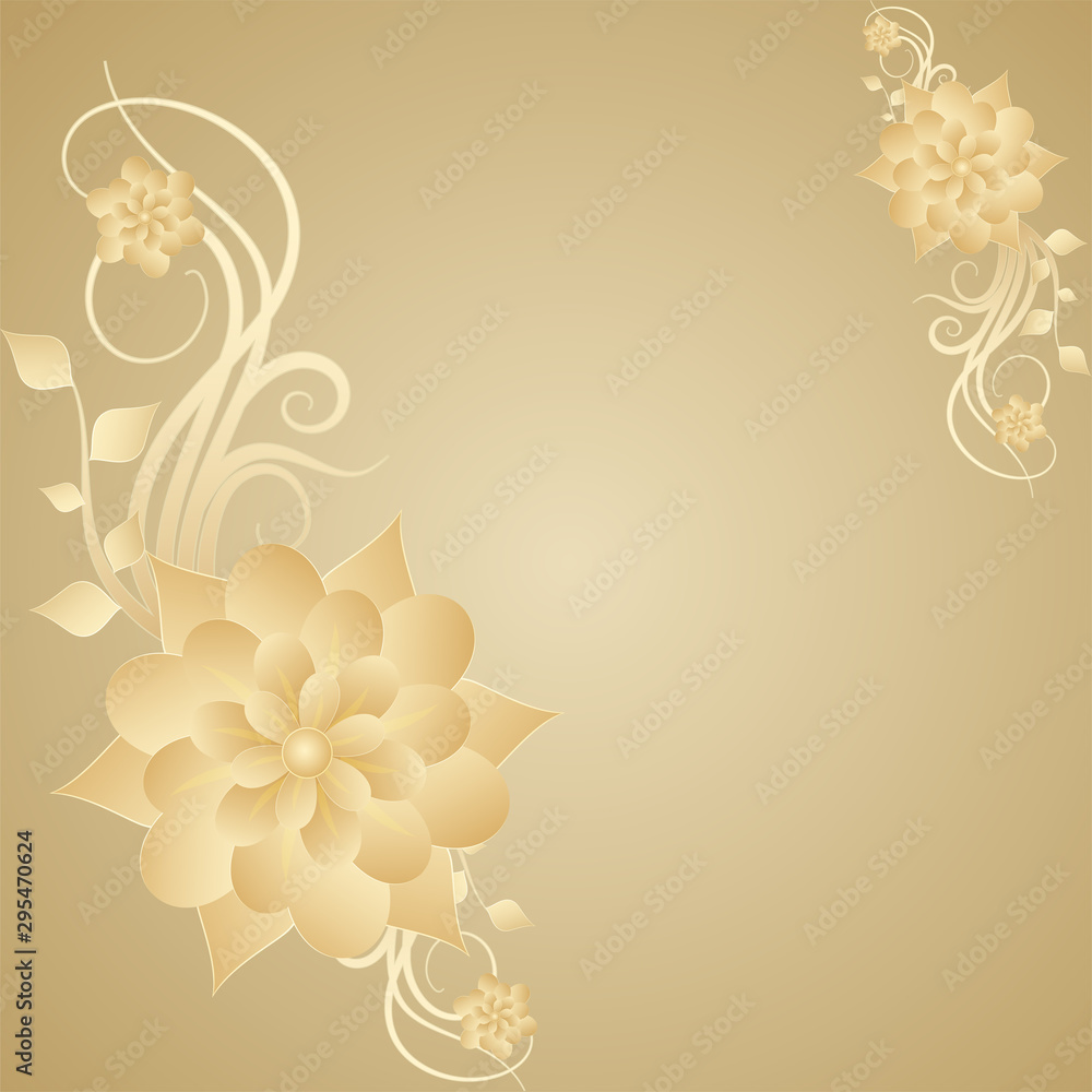 Naklejka premium Brown paper cut floral designs on background with space for your message.