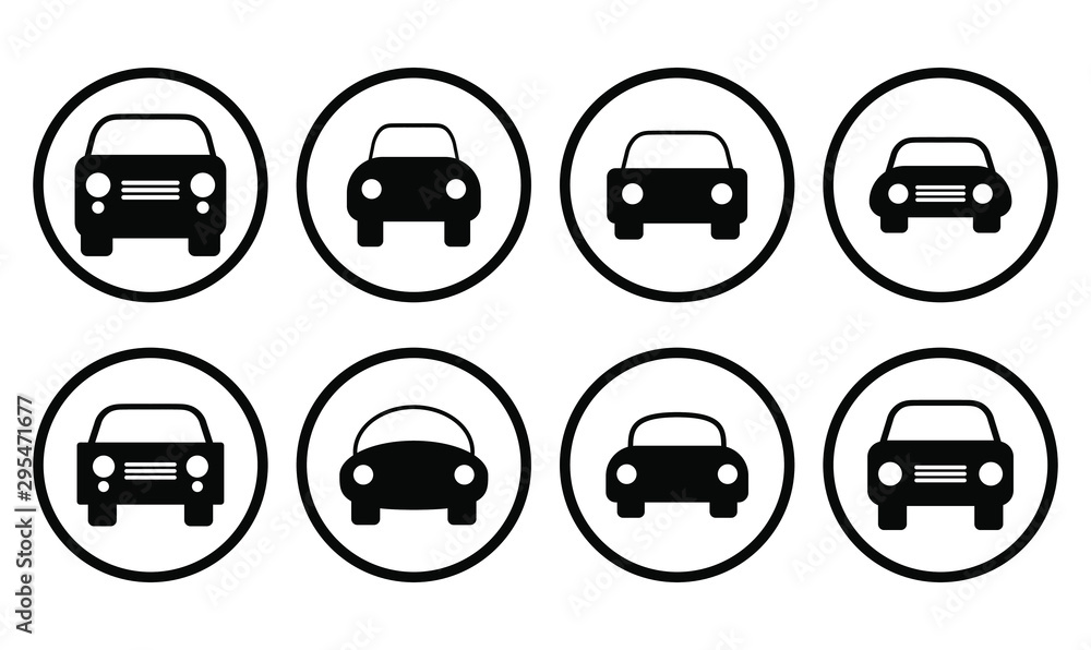 Car silhouette icon set. Vector illustration image. Simple flat transportation logo.