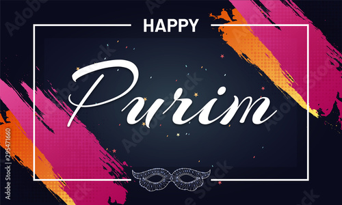 Purim Party, Jewish Holiday celebration concept poster or banner design.