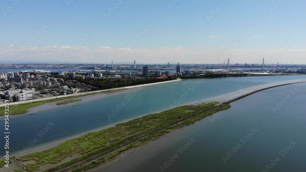 名古屋市港区 眺望 国道23号線 ドローン空撮 愛知県 日本 名古屋市港区 眺望 国道23号線 ドローン空撮 愛知県 日本