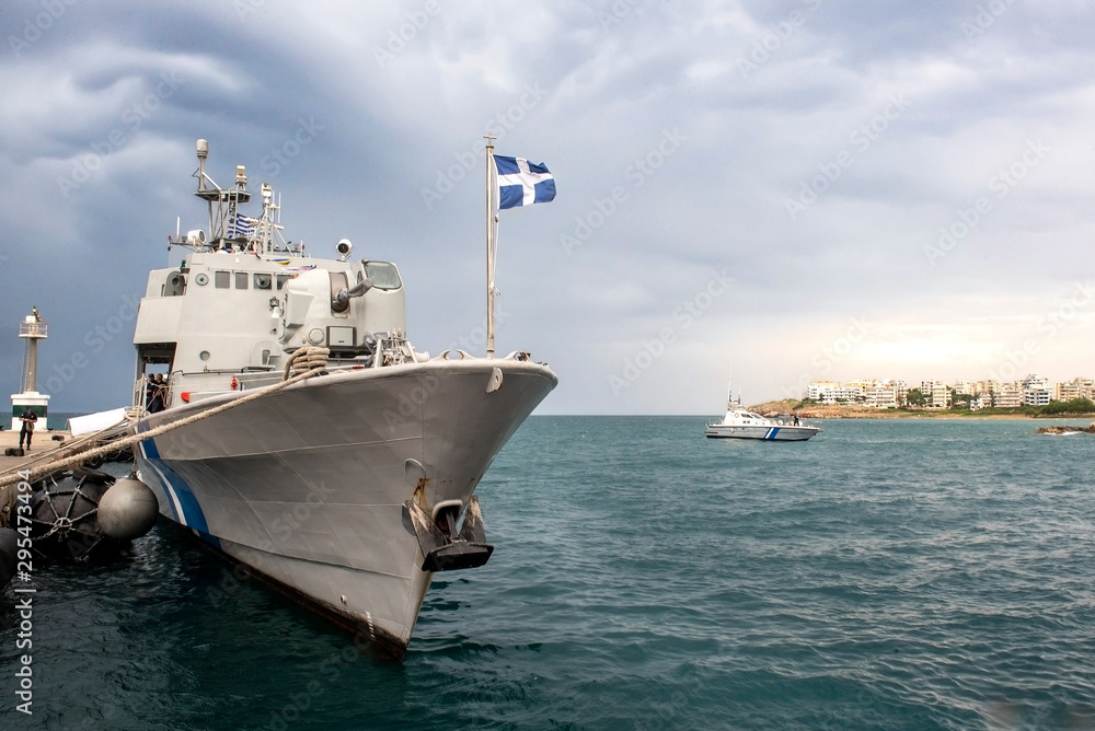 Greek warships at Rafina port, Greece