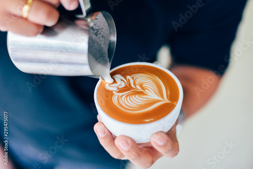 Coffee latte art in cafe