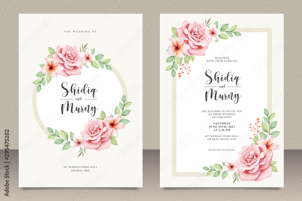 Pretty floral wedding invitation card