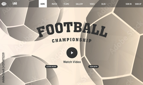 Football Championship landing page design for website or mobile apps.