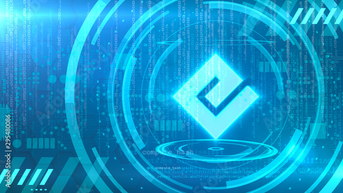 Energi symbol on a cyan HUD background