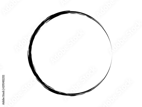 Isolated black circle made for marking.Grunge oval shape made for your design.Grunge black circle on white background.Thin circle made of black ink.