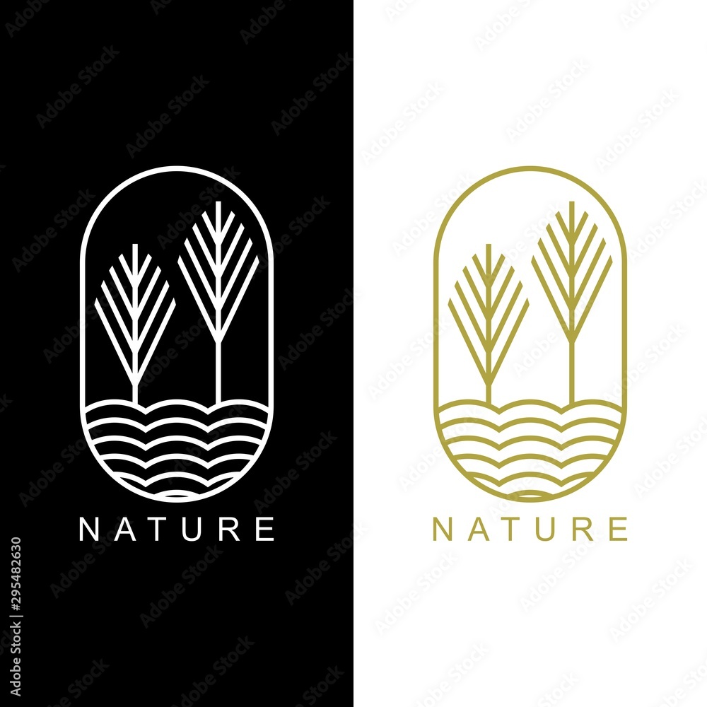 Nature Logo Design. Line Art. Luxury Logo Stock Vector | Adobe Stock