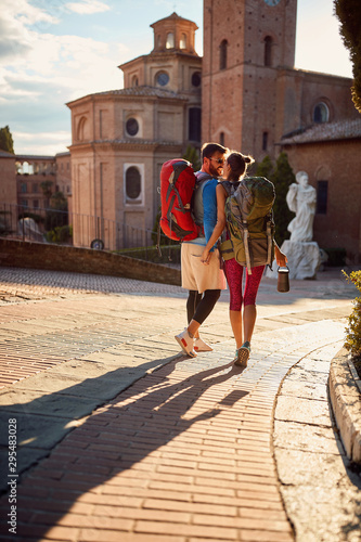 Man and woman in love on travel vacations, Travel lifestyle adventure concept.
