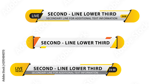 Vector video headline title or television news bar design template isolated on white background