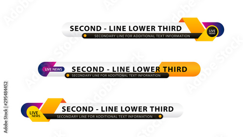 Vector video headline title or television news bar design template isolated on white background