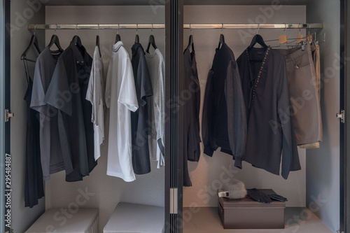 modern wardrobe with set of clothes © 290712