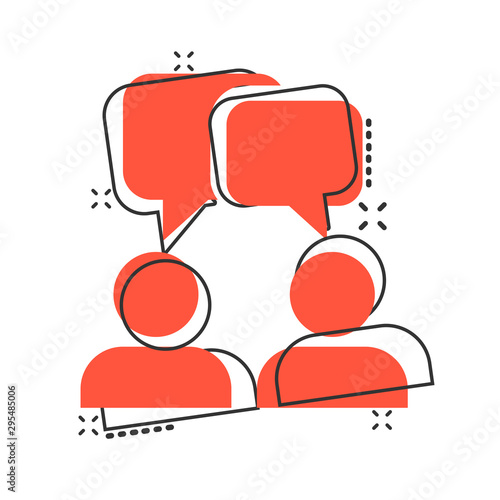 Vector cartoon talk people icon in comic style. Man with speech bubble concept illustration pictogram. Talk chat business splash effect concept.