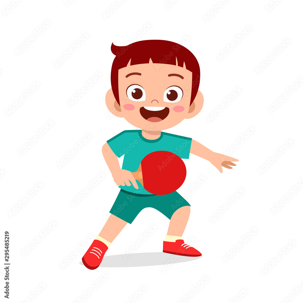 happy cute kid boy play train pingpong happy cute kid boy play train pingpong