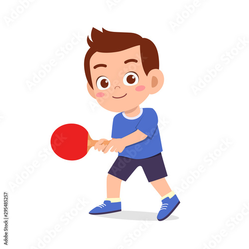 happy cute kid boy play train pingpong