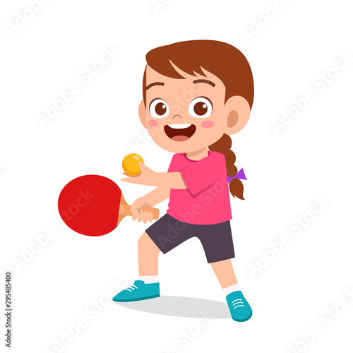 happy cute kid girl play train pingpong