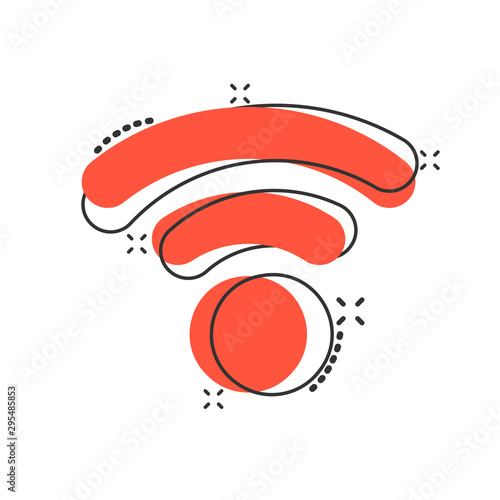Wifi internet icon in comic style. Wi-fi wireless technology vector cartoon illustration pictogram. Network wifi business concept splash effect.
