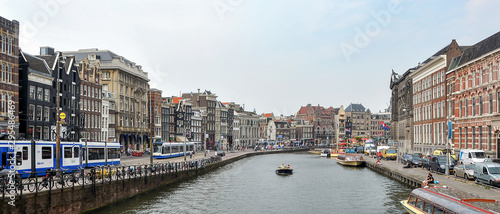Amsterdam cityscape Grand Canal city bicycle Netherlands © Cristi