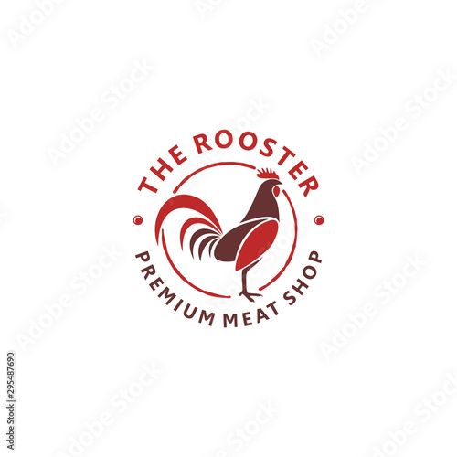 Logo of chicken meat farmer, chicken farmer, male chicken, slaughterhouse, meat seller, animal husbandry.