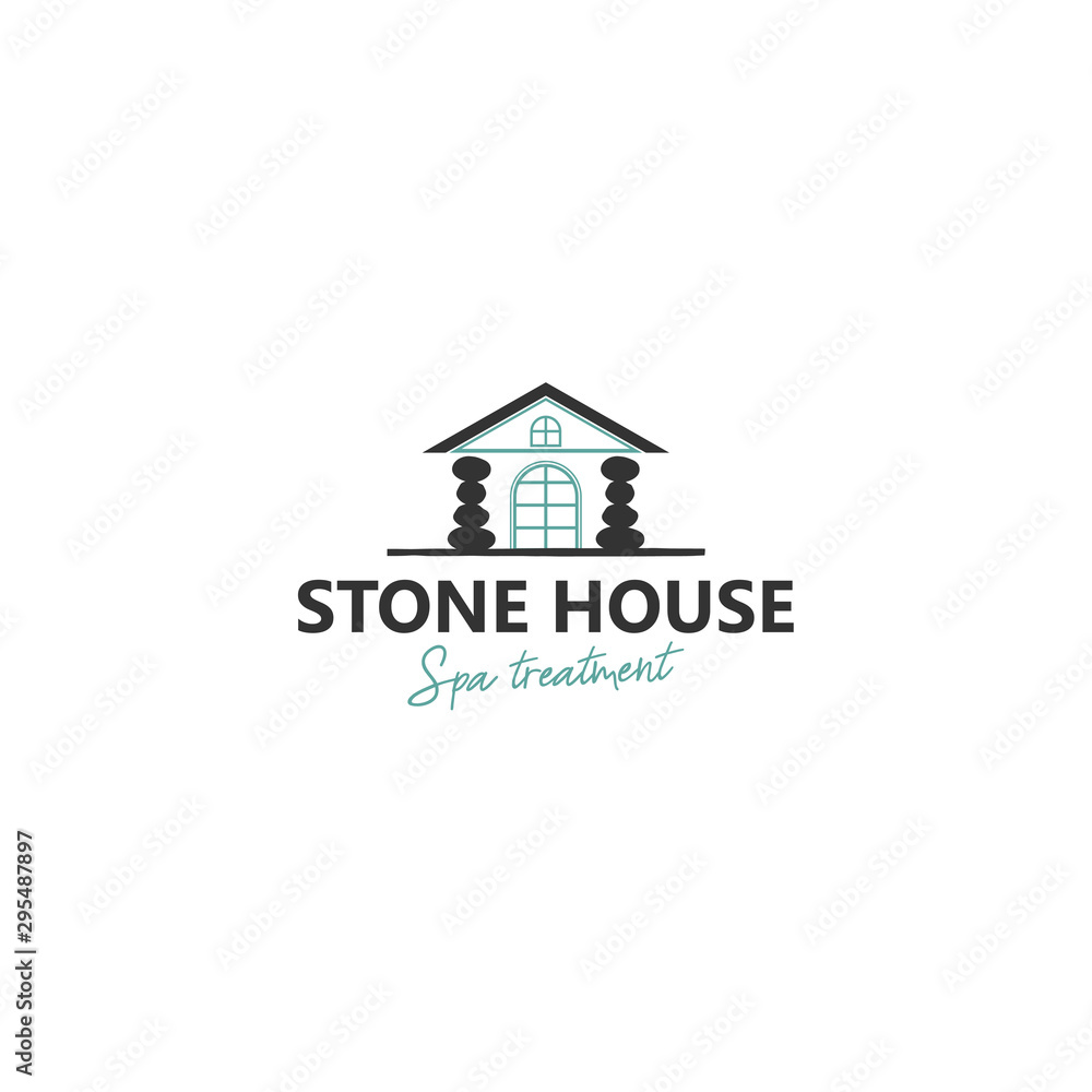 Stone house logo yoga studio and spa and beauty massage services.