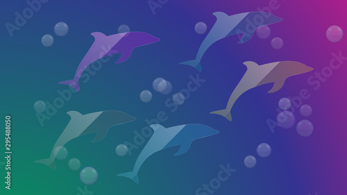 Transparent glass dolphins vector design. Dolphin shape
