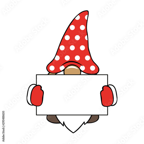 christmas cute gnome with red clothes and card vector illustration EPS10