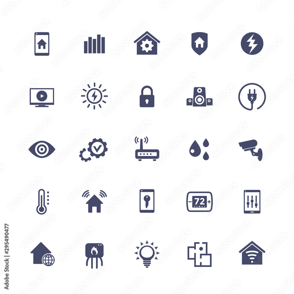 Smart home, house automation system icons set, vector Smart home, house automation system icons set, vector